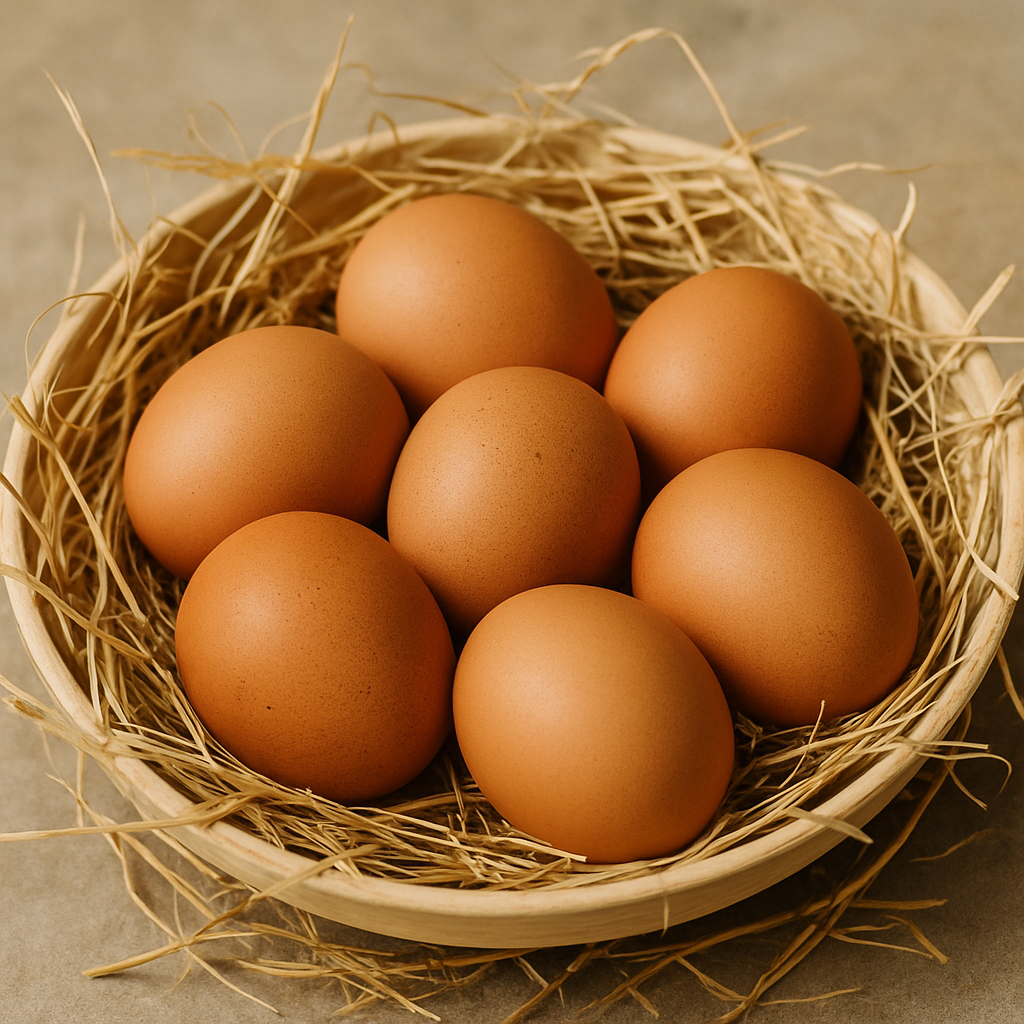 basket of organic eggs