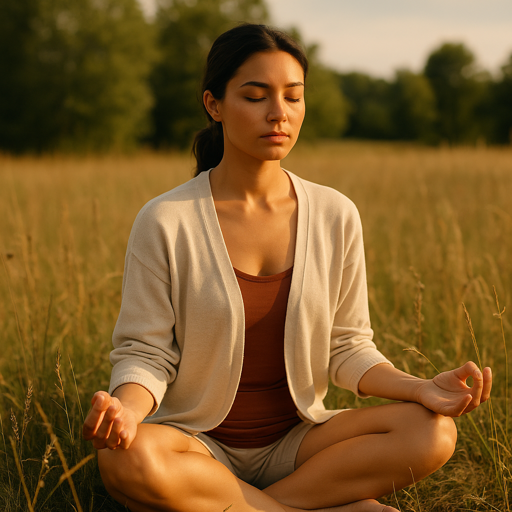 woman doing meditation to detox