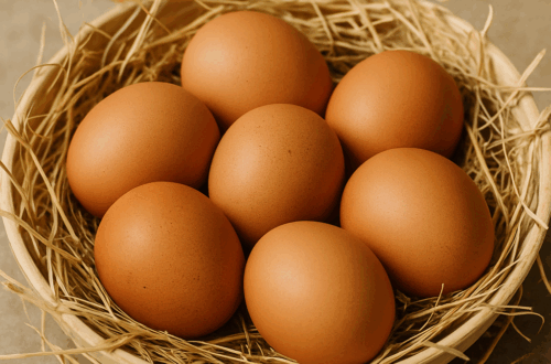 basket of organic eggs