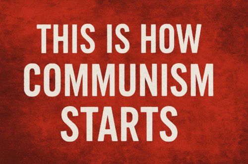Text graphic reading “This Is How Communism Starts — The Question I Was Asked Today,” conveying Donna Appel’s warning about land ownership, farmer suppression, and rising control systems.