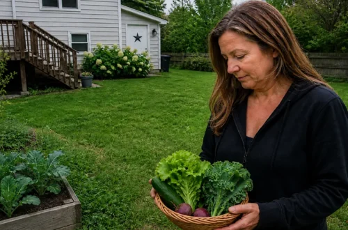 Woman holding fresh vegetables from her garden as a reminder that personalized health begins with paying attention to what your own body needs.