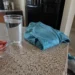 A simple kitchen counter with water, fresh fruit, a walking jacket, and sneakers representing steady healthy habits.