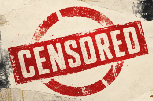 Red CENSORED stamp representing censorship and the fight for the First Amendment, with the A Voice for Change logo.