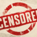 Red CENSORED stamp representing censorship and the fight for the First Amendment, with the A Voice for Change logo.